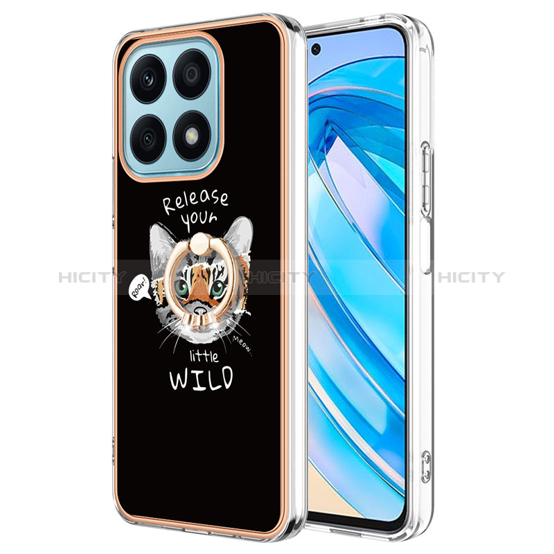 Coque Silicone Motif Fantaisie Souple Couleur Unie Etui Housse avec Support Bague Anneau YB2 pour Huawei Honor X8a 4G Mixte Plus