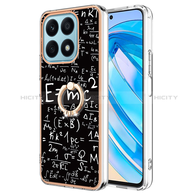 Coque Silicone Motif Fantaisie Souple Couleur Unie Etui Housse avec Support Bague Anneau YB2 pour Huawei Honor X8a 4G Plus