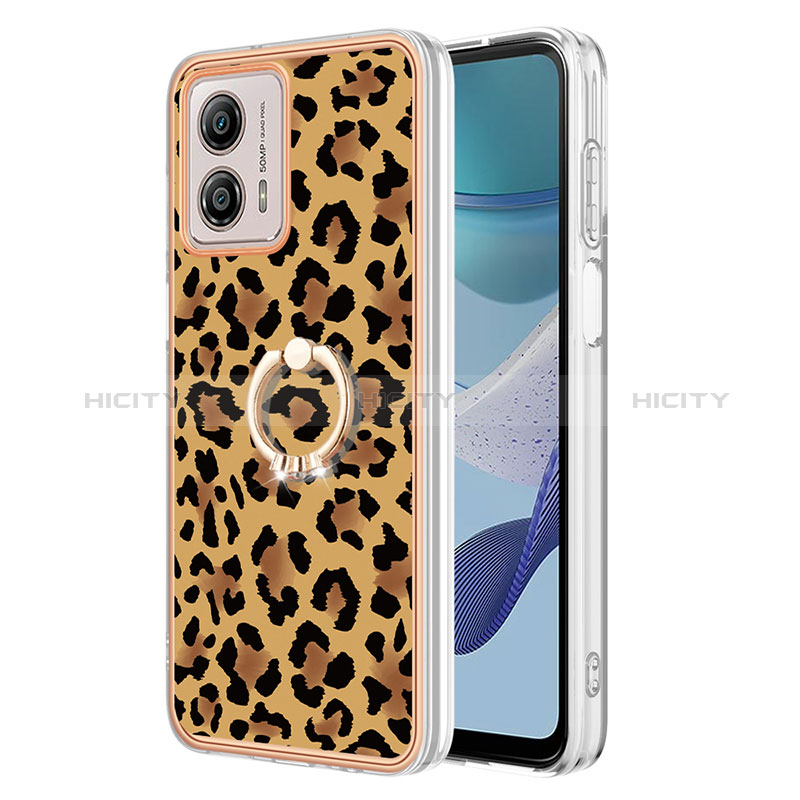 Coque Silicone Motif Fantaisie Souple Couleur Unie Etui Housse avec Support Bague Anneau YB2 pour Motorola Moto G53 5G Plus