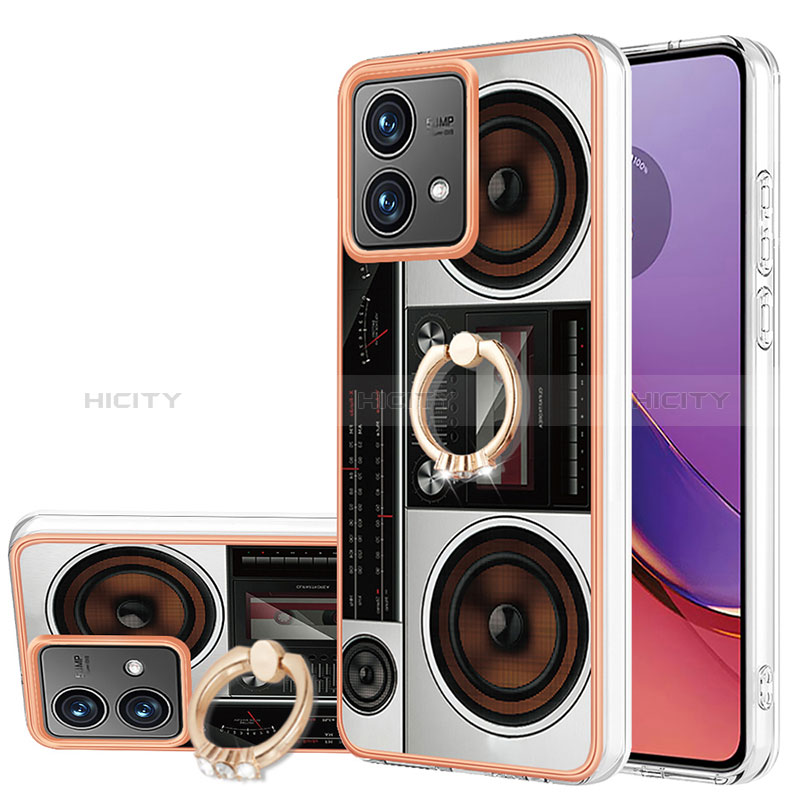 Coque Silicone Motif Fantaisie Souple Couleur Unie Etui Housse avec Support Bague Anneau YB2 pour Motorola Moto G84 5G Plus