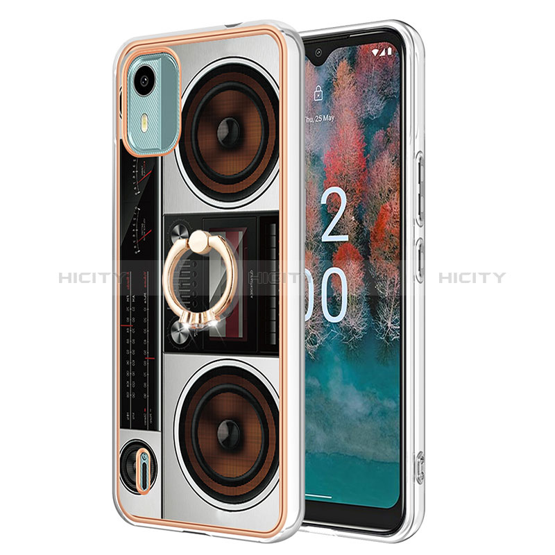 Coque Silicone Motif Fantaisie Souple Couleur Unie Etui Housse avec Support Bague Anneau YB2 pour Nokia C12 Plus