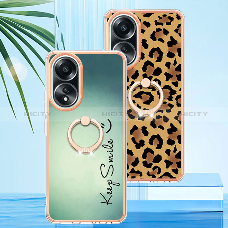 Coque Silicone Motif Fantaisie Souple Couleur Unie Etui Housse avec Support Bague Anneau YB2 pour Oppo A38 Plus