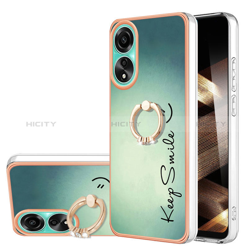 Coque Silicone Motif Fantaisie Souple Couleur Unie Etui Housse avec Support Bague Anneau YB2 pour Oppo A78 4G Plus