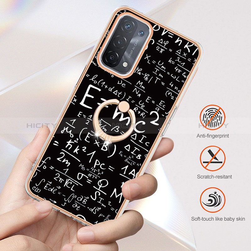 Coque Silicone Motif Fantaisie Souple Couleur Unie Etui Housse avec Support Bague Anneau YB2 pour Oppo A93 5G Plus