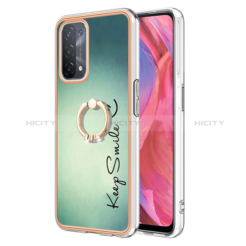 Coque Silicone Motif Fantaisie Souple Couleur Unie Etui Housse avec Support Bague Anneau YB2 pour Oppo A93 5G Plus