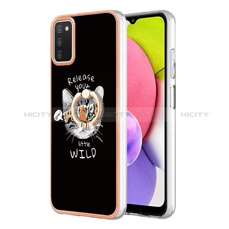 Coque Silicone Motif Fantaisie Souple Couleur Unie Etui Housse avec Support Bague Anneau YB2 pour Samsung Galaxy A02s Mixte Plus