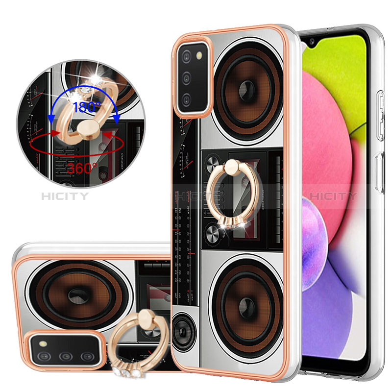 Coque Silicone Motif Fantaisie Souple Couleur Unie Etui Housse avec Support Bague Anneau YB2 pour Samsung Galaxy A03s Plus