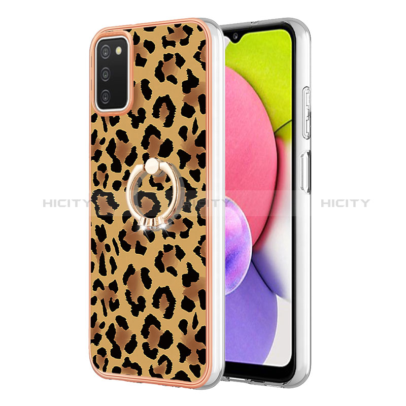 Coque Silicone Motif Fantaisie Souple Couleur Unie Etui Housse avec Support Bague Anneau YB2 pour Samsung Galaxy A03s Plus