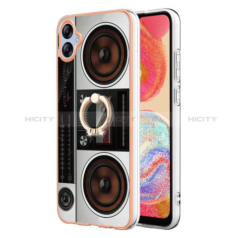 Coque Silicone Motif Fantaisie Souple Couleur Unie Etui Housse avec Support Bague Anneau YB2 pour Samsung Galaxy A04 4G Colorful Plus