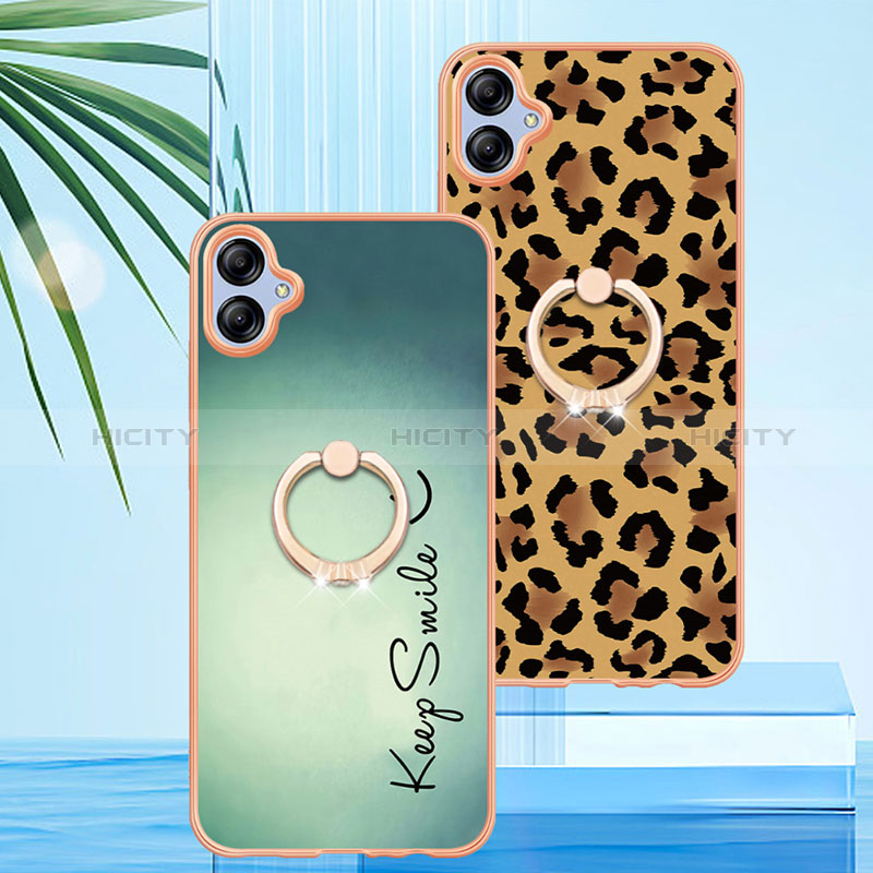 Coque Silicone Motif Fantaisie Souple Couleur Unie Etui Housse avec Support Bague Anneau YB2 pour Samsung Galaxy A04 4G Plus