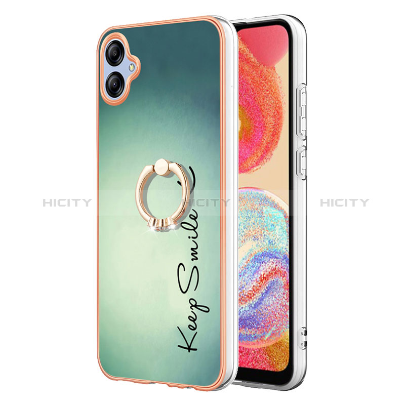 Coque Silicone Motif Fantaisie Souple Couleur Unie Etui Housse avec Support Bague Anneau YB2 pour Samsung Galaxy A04 4G Plus