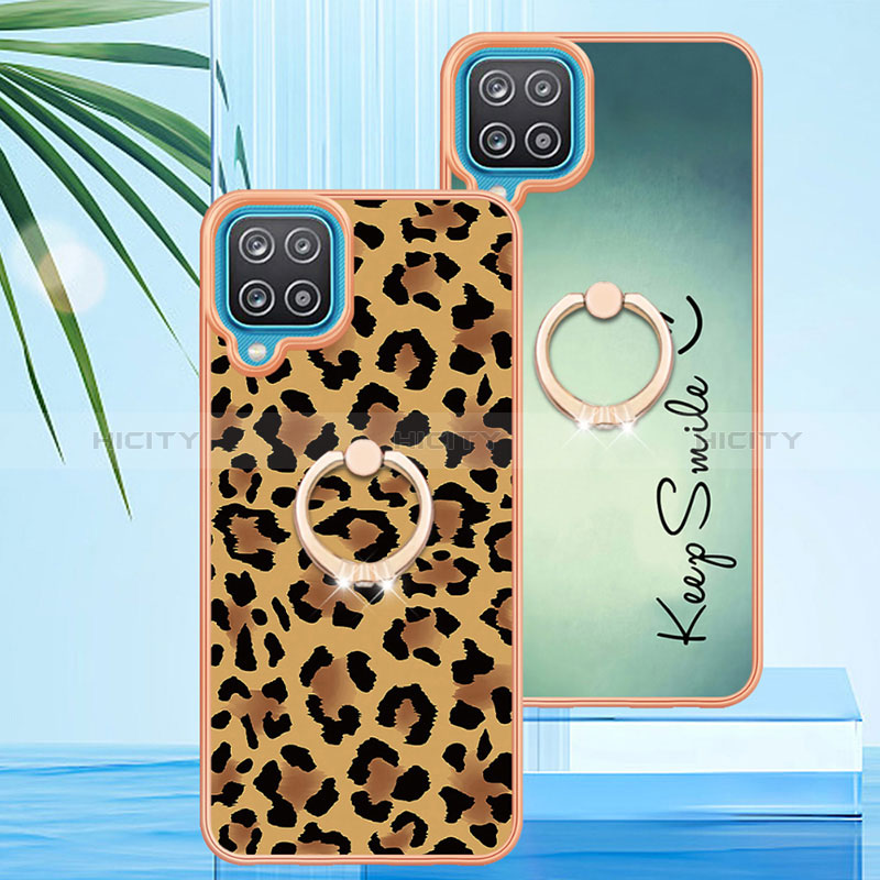 Coque Silicone Motif Fantaisie Souple Couleur Unie Etui Housse avec Support Bague Anneau YB2 pour Samsung Galaxy A12 5G Plus