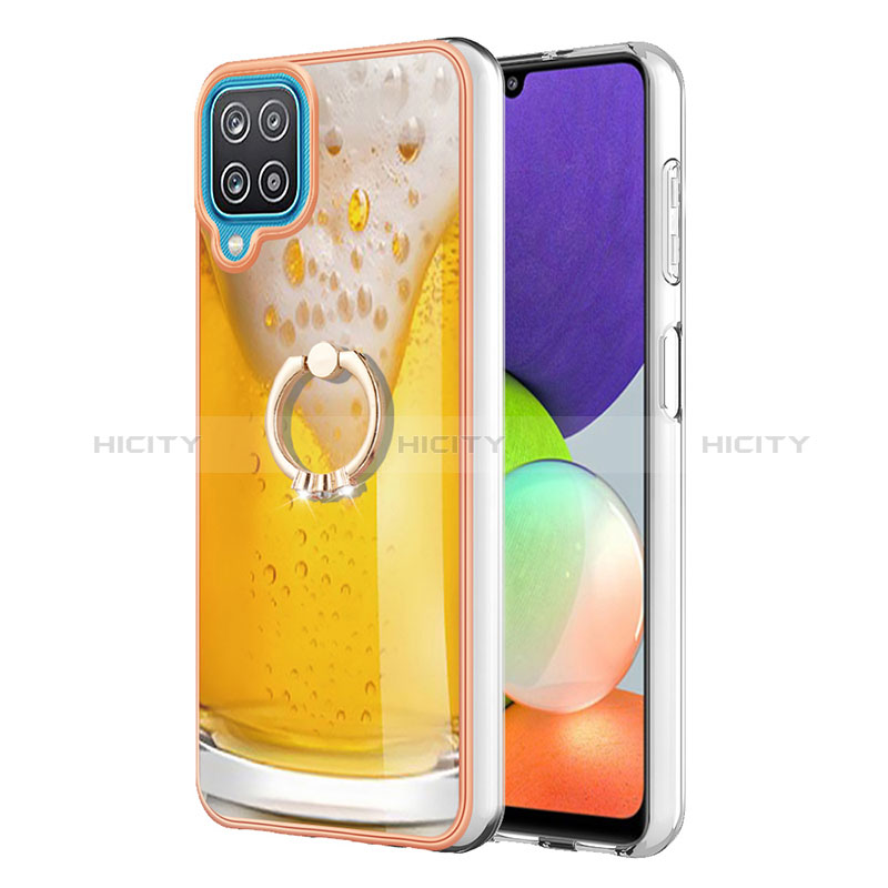 Coque Silicone Motif Fantaisie Souple Couleur Unie Etui Housse avec Support Bague Anneau YB2 pour Samsung Galaxy A12 5G Plus