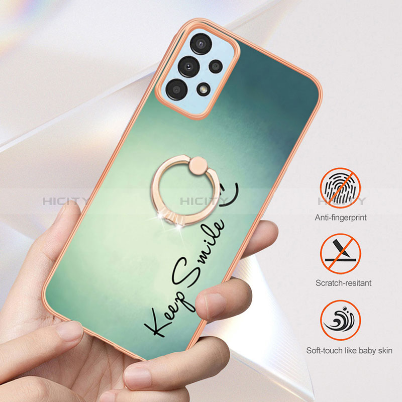 Coque Silicone Motif Fantaisie Souple Couleur Unie Etui Housse avec Support Bague Anneau YB2 pour Samsung Galaxy A13 4G Plus