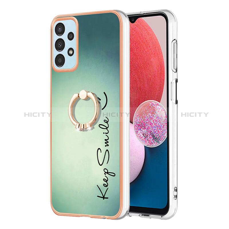 Coque Silicone Motif Fantaisie Souple Couleur Unie Etui Housse avec Support Bague Anneau YB2 pour Samsung Galaxy A13 4G Plus