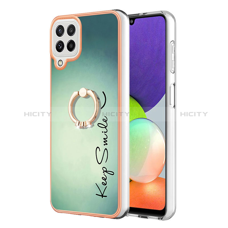 Coque Silicone Motif Fantaisie Souple Couleur Unie Etui Housse avec Support Bague Anneau YB2 pour Samsung Galaxy A22 4G Plus