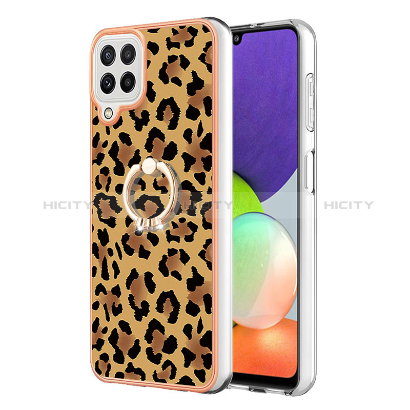 Coque Silicone Motif Fantaisie Souple Couleur Unie Etui Housse avec Support Bague Anneau YB2 pour Samsung Galaxy A22 4G Plus