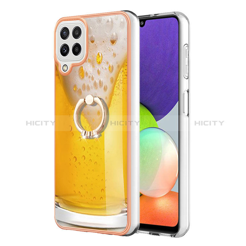 Coque Silicone Motif Fantaisie Souple Couleur Unie Etui Housse avec Support Bague Anneau YB2 pour Samsung Galaxy A22 4G Plus