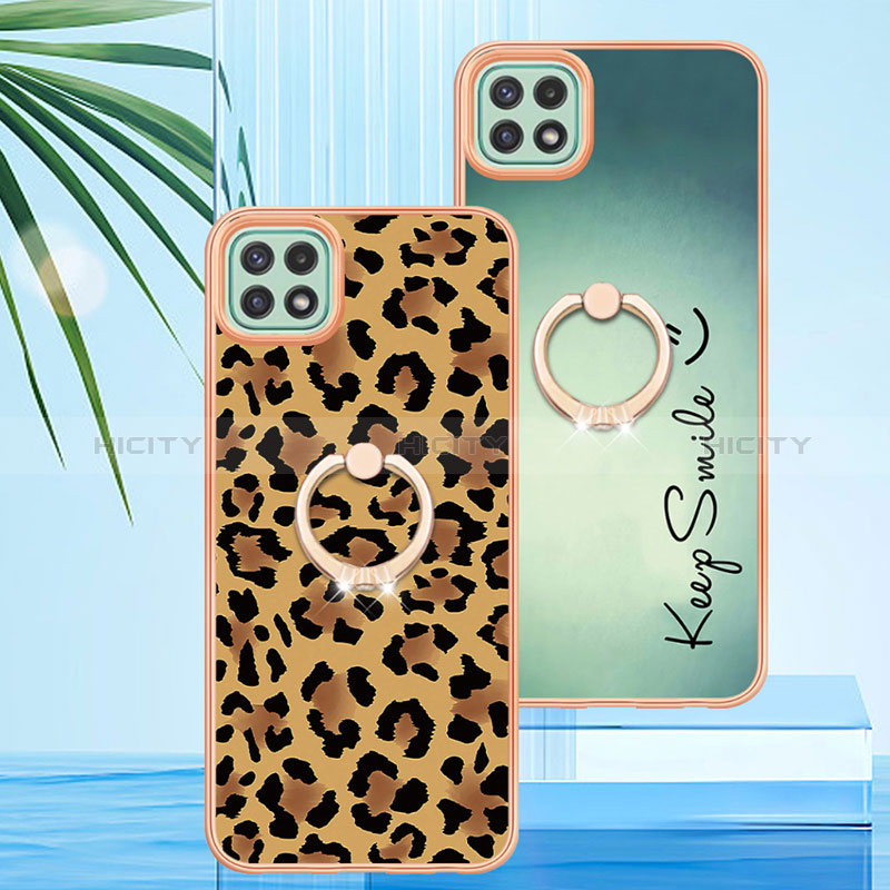 Coque Silicone Motif Fantaisie Souple Couleur Unie Etui Housse avec Support Bague Anneau YB2 pour Samsung Galaxy A22 5G Plus