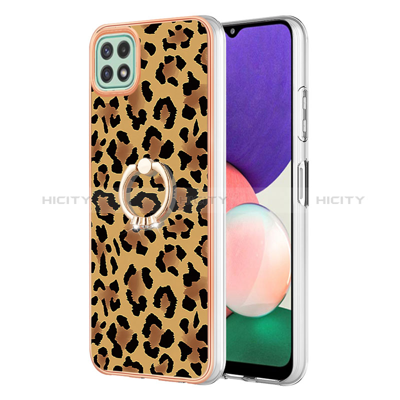 Coque Silicone Motif Fantaisie Souple Couleur Unie Etui Housse avec Support Bague Anneau YB2 pour Samsung Galaxy A22s 5G Plus