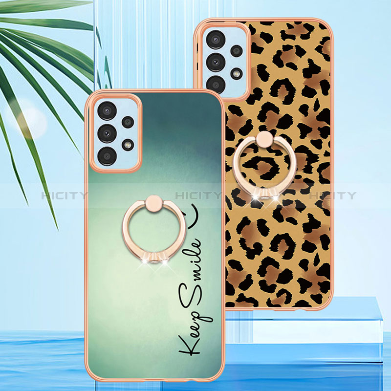 Coque Silicone Motif Fantaisie Souple Couleur Unie Etui Housse avec Support Bague Anneau YB2 pour Samsung Galaxy A23 4G Plus