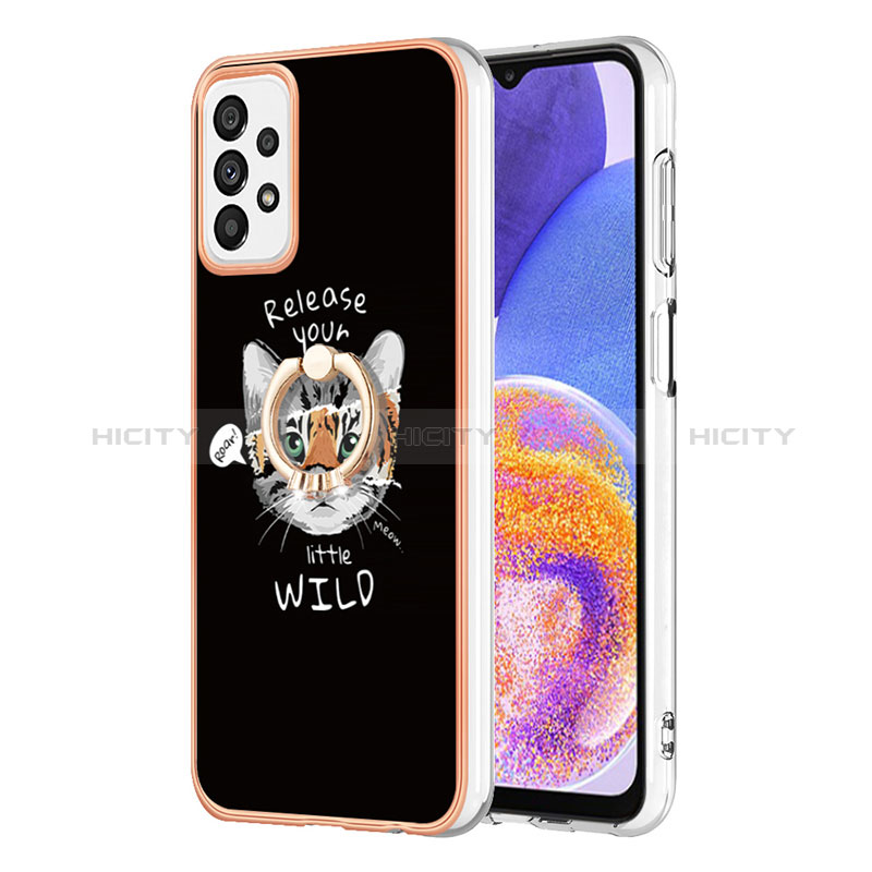 Coque Silicone Motif Fantaisie Souple Couleur Unie Etui Housse avec Support Bague Anneau YB2 pour Samsung Galaxy A72 5G Plus