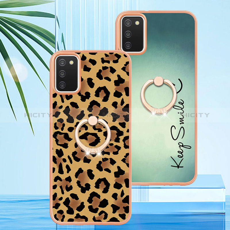 Coque Silicone Motif Fantaisie Souple Couleur Unie Etui Housse avec Support Bague Anneau YB2 pour Samsung Galaxy M02s Plus