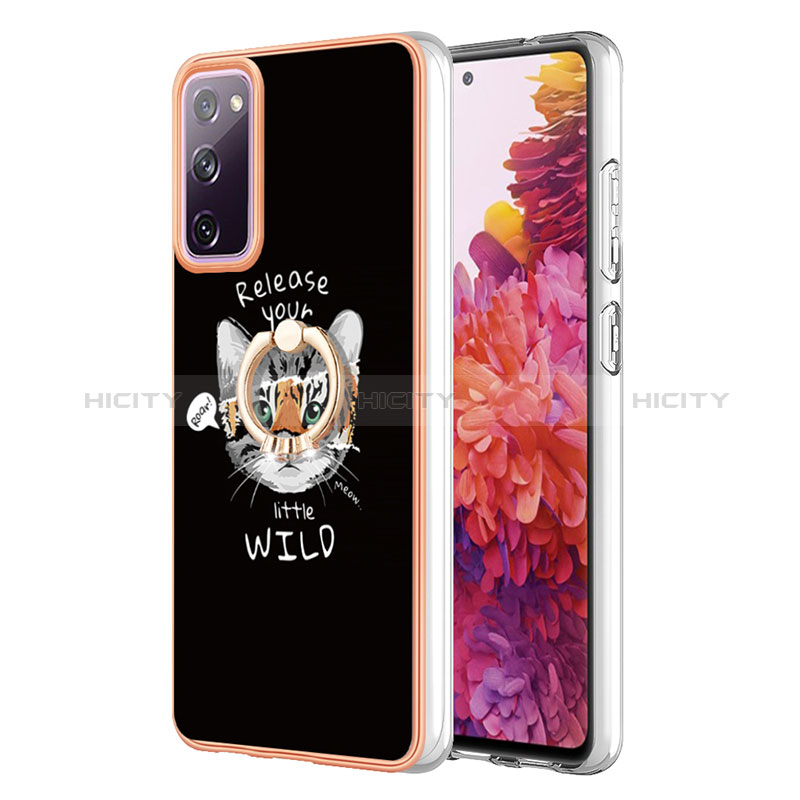 Coque Silicone Motif Fantaisie Souple Couleur Unie Etui Housse avec Support Bague Anneau YB2 pour Samsung Galaxy S20 FE 5G Plus