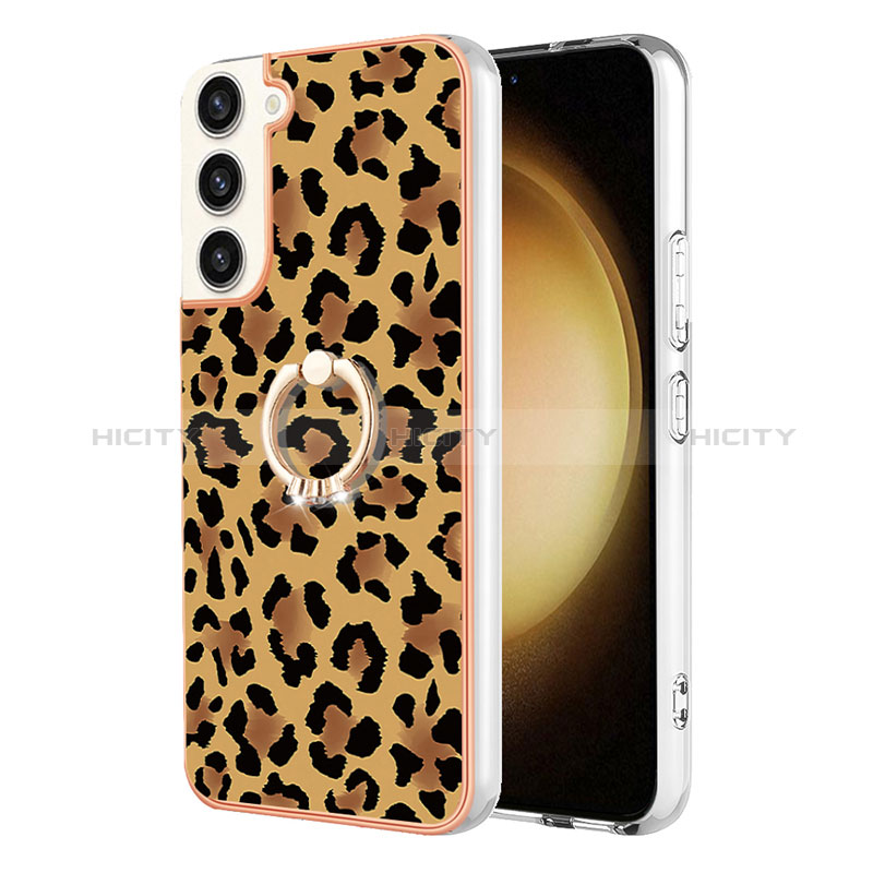 Coque Silicone Motif Fantaisie Souple Couleur Unie Etui Housse avec Support Bague Anneau YB2 pour Samsung Galaxy S22 5G Plus