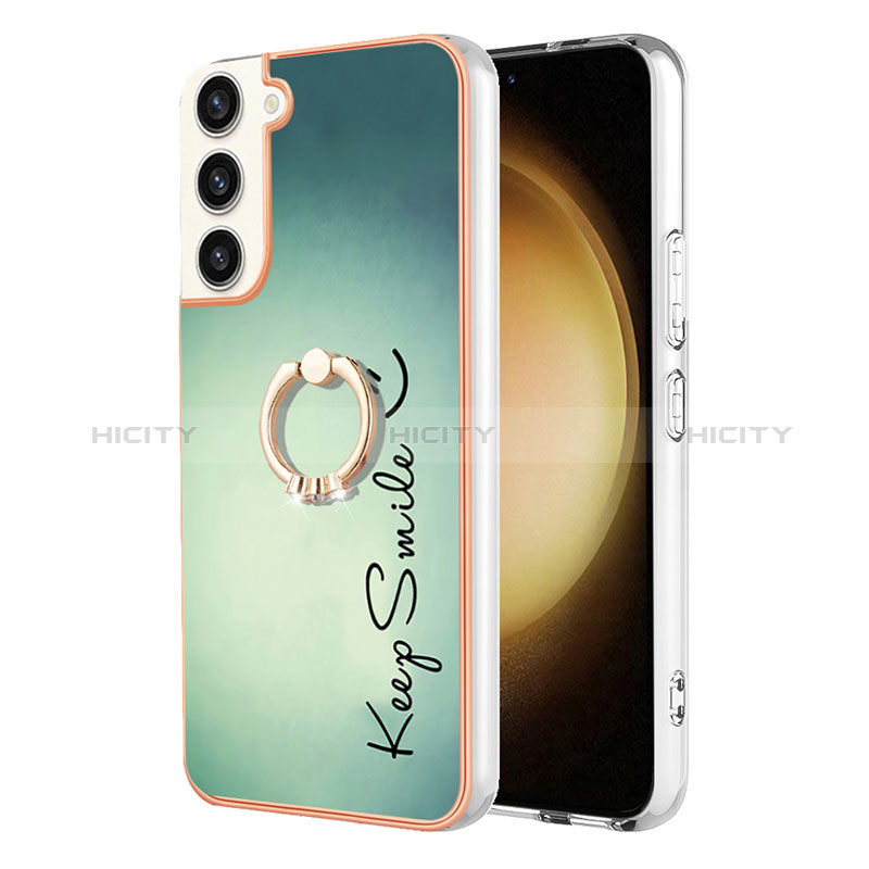 Coque Silicone Motif Fantaisie Souple Couleur Unie Etui Housse avec Support Bague Anneau YB2 pour Samsung Galaxy S23 Plus 5G Plus