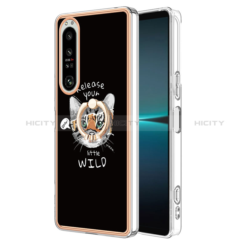 Coque Silicone Motif Fantaisie Souple Couleur Unie Etui Housse avec Support Bague Anneau YB2 pour Sony Xperia 1 IV Mixte Plus