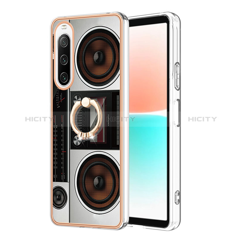 Coque Silicone Motif Fantaisie Souple Couleur Unie Etui Housse avec Support Bague Anneau YB2 pour Sony Xperia 10 IV Colorful Plus