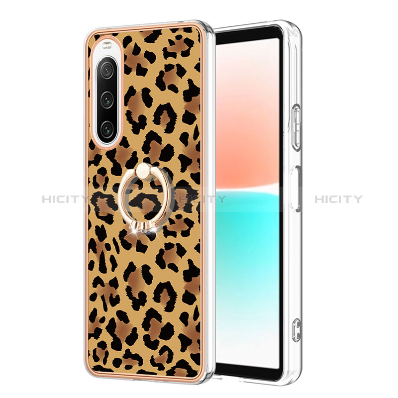 Coque Silicone Motif Fantaisie Souple Couleur Unie Etui Housse avec Support Bague Anneau YB2 pour Sony Xperia 10 IV Plus