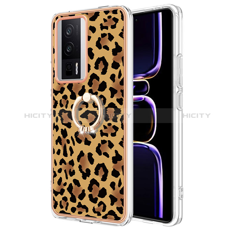 Coque Silicone Motif Fantaisie Souple Couleur Unie Etui Housse avec Support Bague Anneau YB2 pour Xiaomi Poco F5 Pro 5G Plus