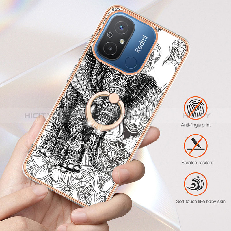 Coque Silicone Motif Fantaisie Souple Couleur Unie Etui Housse avec Support Bague Anneau YB2 pour Xiaomi Redmi 11A 4G Plus