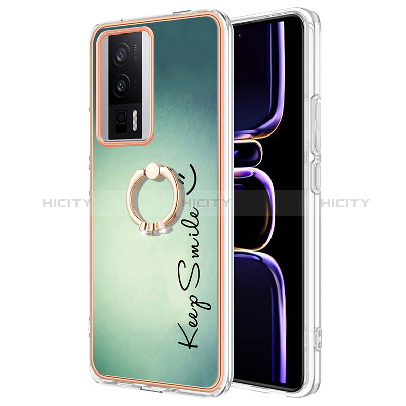 Coque Silicone Motif Fantaisie Souple Couleur Unie Etui Housse avec Support Bague Anneau YB2 pour Xiaomi Redmi K60 Pro 5G Plus