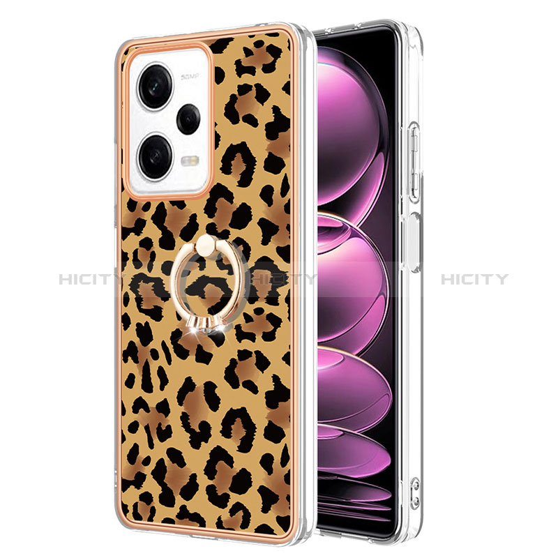 Coque Silicone Motif Fantaisie Souple Couleur Unie Etui Housse avec Support Bague Anneau YB2 pour Xiaomi Redmi Note 12 Pro 5G Plus