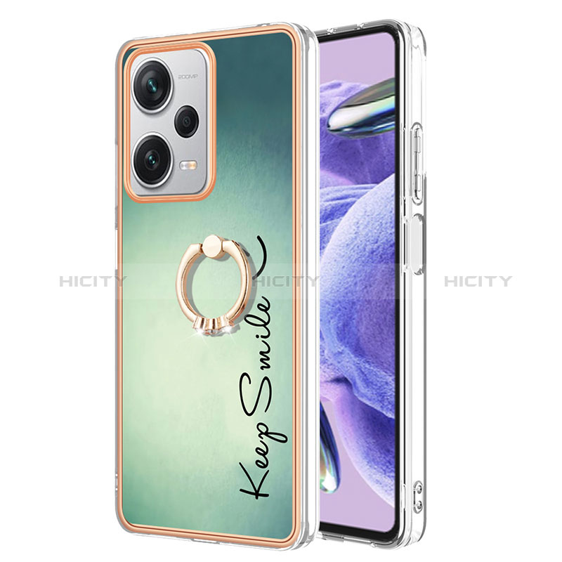 Coque Silicone Motif Fantaisie Souple Couleur Unie Etui Housse avec Support Bague Anneau YB2 pour Xiaomi Redmi Note 12 Pro+ Plus 5G Plus