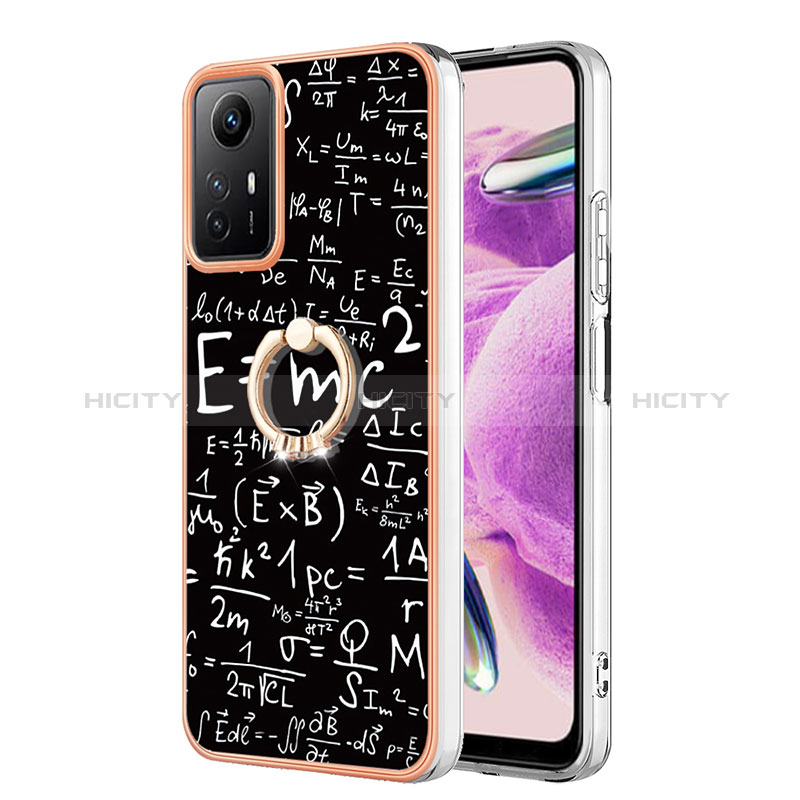 Coque Silicone Motif Fantaisie Souple Couleur Unie Etui Housse avec Support Bague Anneau YB2 pour Xiaomi Redmi Note 12S Plus