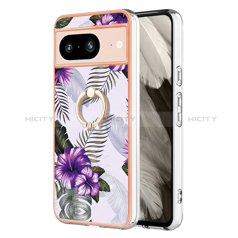 Coque Silicone Motif Fantaisie Souple Couleur Unie Etui Housse avec Support Bague Anneau YB3 pour Google Pixel 8 5G Plus