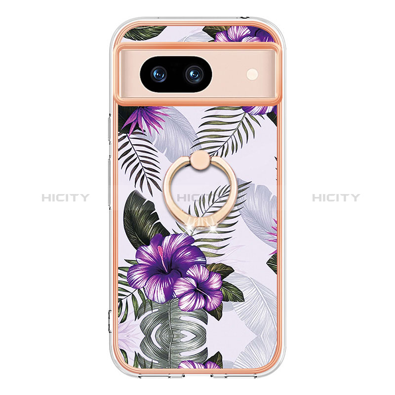 Coque Silicone Motif Fantaisie Souple Couleur Unie Etui Housse avec Support Bague Anneau YB3 pour Google Pixel 8a 5G Plus