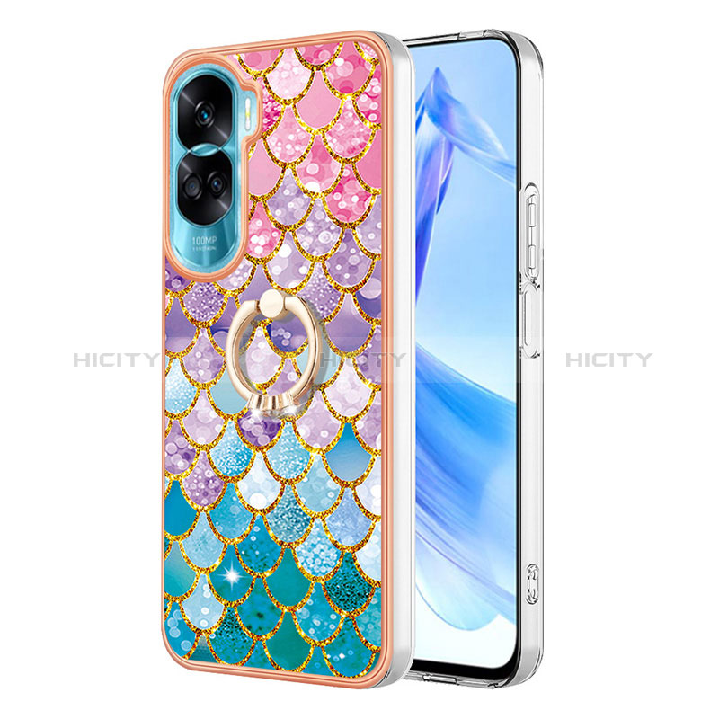 Coque Silicone Motif Fantaisie Souple Couleur Unie Etui Housse avec Support Bague Anneau YB3 pour Huawei Honor 90 Lite 5G Plus