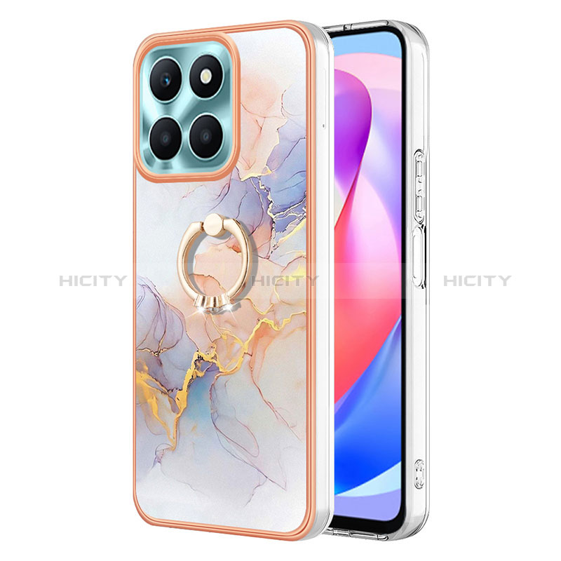 Coque Silicone Motif Fantaisie Souple Couleur Unie Etui Housse avec Support Bague Anneau YB3 pour Huawei Honor X6a Plus