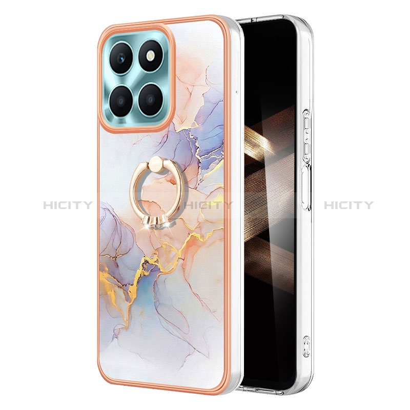 Coque Silicone Motif Fantaisie Souple Couleur Unie Etui Housse avec Support Bague Anneau YB3 pour Huawei Honor X8b Plus