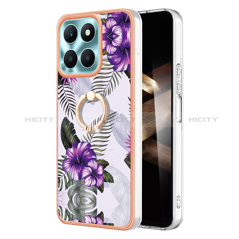 Coque Silicone Motif Fantaisie Souple Couleur Unie Etui Housse avec Support Bague Anneau YB3 pour Huawei Honor X8b Plus