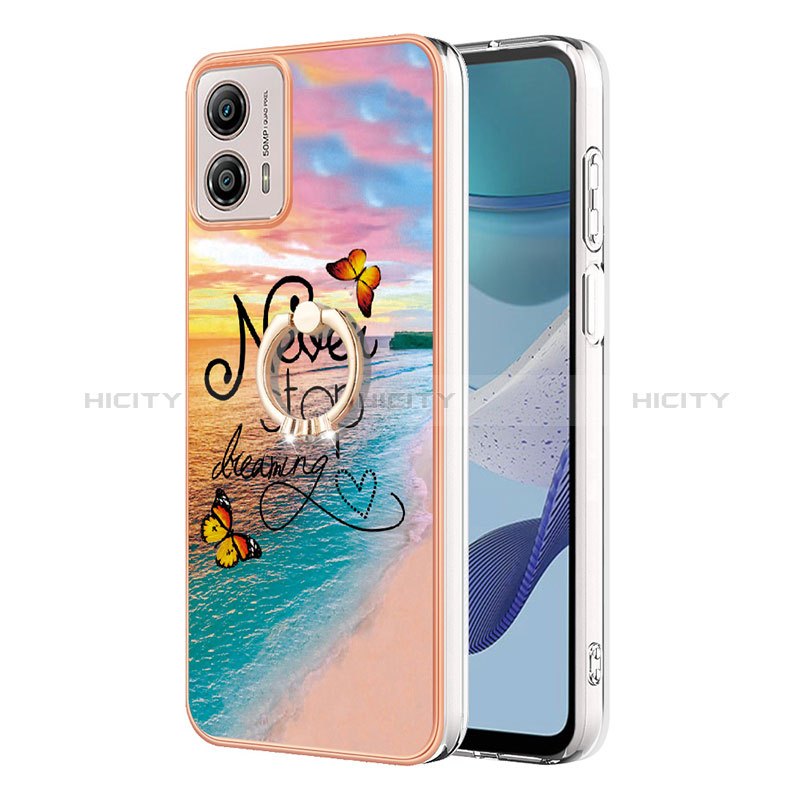 Coque Silicone Motif Fantaisie Souple Couleur Unie Etui Housse avec Support Bague Anneau YB3 pour Motorola Moto G53j 5G Plus