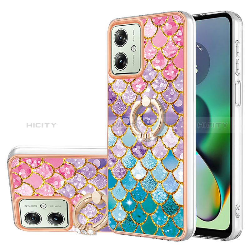 Coque Silicone Motif Fantaisie Souple Couleur Unie Etui Housse avec Support Bague Anneau YB3 pour Motorola Moto G54 5G Colorful Plus