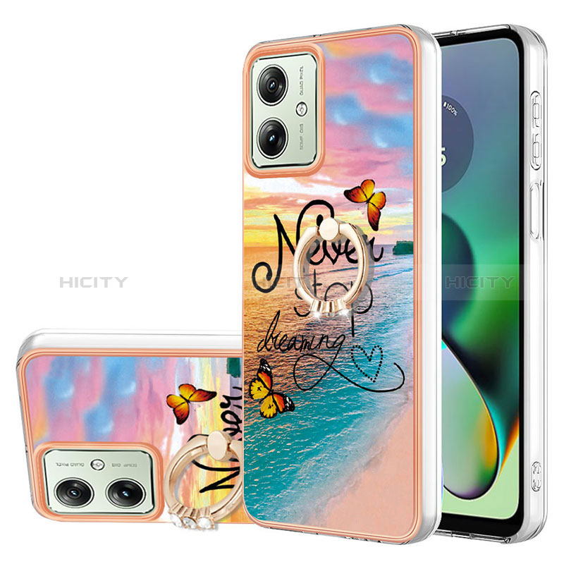 Coque Silicone Motif Fantaisie Souple Couleur Unie Etui Housse avec Support Bague Anneau YB3 pour Motorola Moto G54 5G Plus