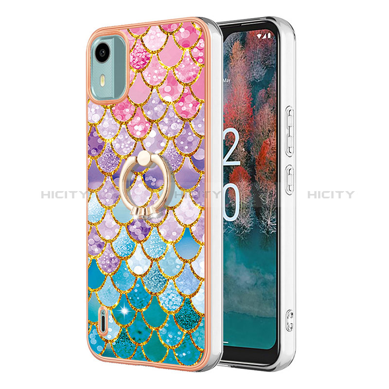 Coque Silicone Motif Fantaisie Souple Couleur Unie Etui Housse avec Support Bague Anneau YB3 pour Nokia C12 Plus