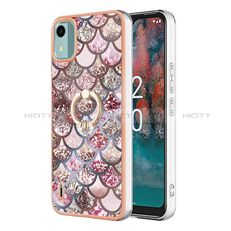 Coque Silicone Motif Fantaisie Souple Couleur Unie Etui Housse avec Support Bague Anneau YB3 pour Nokia C12 Plus